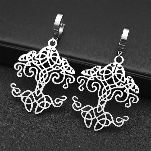 Huggie Hoop Drop Earring, 304 Stainless Steel, fashion jewelry & for woman, silver color, 40x35mm, Sold By Pair