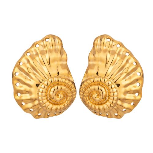 Boucle d'oreille de gaujon en acier inoxydable, Acier inoxydable 304, bijoux de mode & pour femme, doré, 45x34mm, Vendu par paire