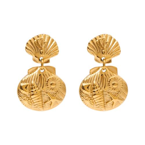 Boucle d'oreille goutte inox, Acier inoxydable 304, Plaqué or 18K, bijoux de mode & pour femme, doré, 32x20mm, Vendu par paire