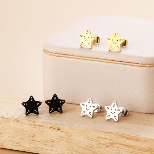 Stainless Steel Stud Earrings 304 Stainless Steel Star Vacuum Ion Plating fashion jewelry & for woman Sold By Bag