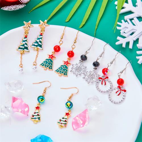 Boucles d'oreilles de Noël, alliage de zinc, avec cristal, Placage, Conception de Noël & normes différentes pour le choix & pour femme & émail & avec strass, plus de couleurs à choisir, protéger l'environnement, sans nickel, plomb et cadmium, Vendu par paire