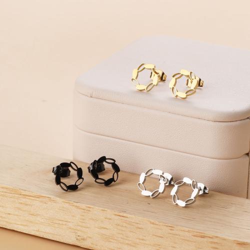 Stainless Steel Stud Earrings, 304 Stainless Steel, Vacuum Ion Plating, fashion jewelry & for woman, more colors for choice, 11x11mm, 12Pairs/Bag, Sold By Bag