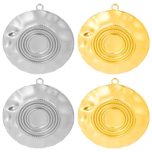 Pendentif en acier inoxydable Cadre, Acier inoxydable 304, Plat rond, DIY, plus de couleurs à choisir, 31x34mm, Diamètre intérieur:Environ 8mm, Vendu par PC