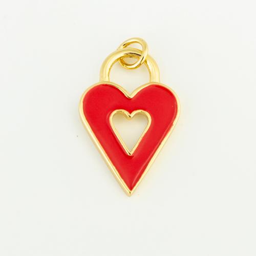 Brass Heart Pendants gold color plated DIY & enamel nickel lead & cadmium free Sold By PC