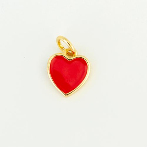 Brass Heart Pendants, gold color plated, DIY & enamel, more colors for choice, nickel, lead & cadmium free, 10x9x2mm, Sold By PC