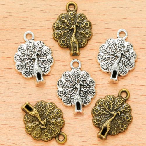 Zinc Alloy Animal Pendler, Peacock, forgyldt, du kan DIY, flere farver til valg, 25x15mm, 100pc'er/Bag, Solgt af Bag