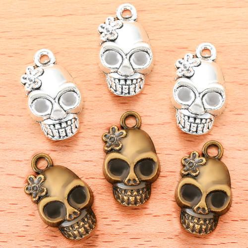 Tibetan Style Skull Pendants, plated, DIY, more colors for choice, 22x13mm, 100PCs/Bag, Sold By Bag