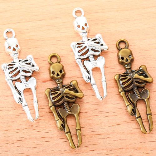 Tibetan Style Skull Pendants, plated, DIY, more colors for choice, 43x15mm, 100PCs/Bag, Sold By Bag