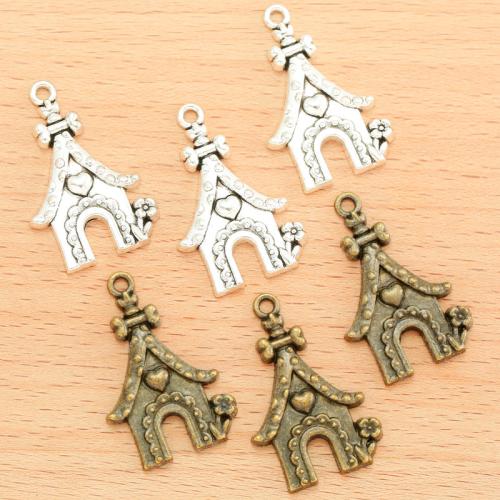 Zinc Alloy Pendler, House, forgyldt, du kan DIY, flere farver til valg, 32x20mm, 100pc'er/Bag, Solgt af Bag