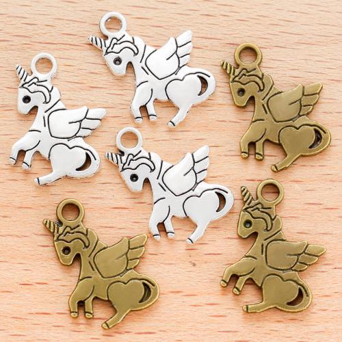 Sinc Alloy Pendants Ainmhithe, Unicorn, plátáilte, DIY, dathanna níos mó le haghaidh rogha, 18x15mm, 100ríomhairí pearsanta/Mála, Díolta De réir Mála