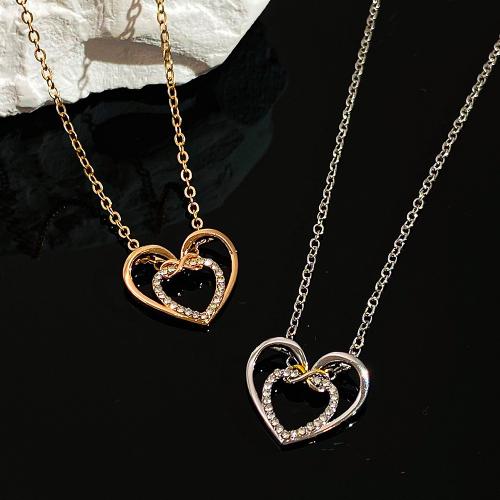 Tibetan Style Jewelry Necklace, with 1.96 Inch extender chain, plated, for woman & with rhinestone & hollow, more colors for choice, Length:17.71 Inch, Sold By PC