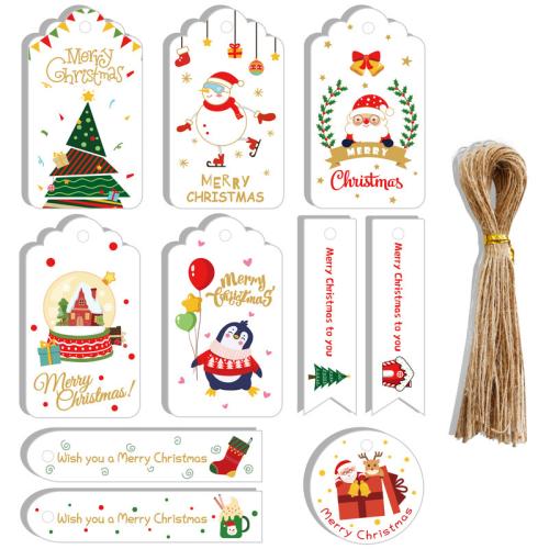 Kraft Hanging Ornaments, with Linen, printing, Christmas Design & different styles for choice, 50PCs/Bag, Sold By Bag