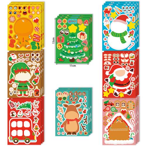 Adhesive Sticker Sticker Paper, printing, Christmas Design & mixed pattern & DIY, 8PCs/Bag, Sold By Bag