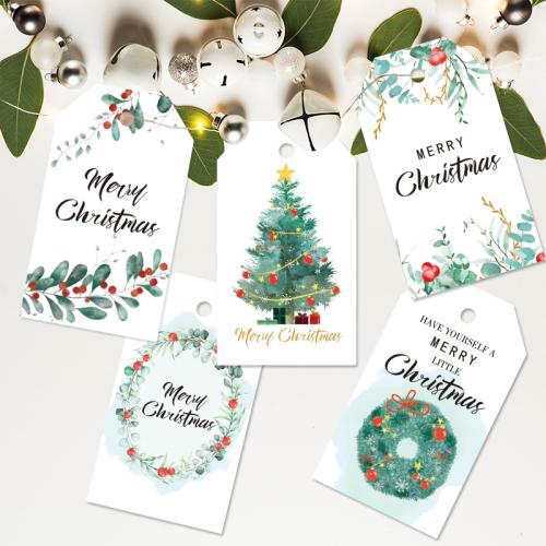 Kraft Hanging Ornaments with Linen printing Christmas Design & mixed pattern Sold By Bag