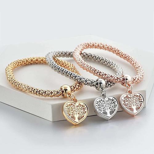 Zinc Alloy Bangle plated three pieces & elastic & for woman mixed colors Sold By Set