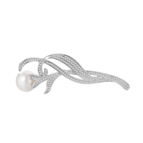 Fashion Broche Sieraden, Messing, plated, micro pave zirconia & voor vrouw, meer kleuren voor de keuze, 23x66mm, Verkocht door pair