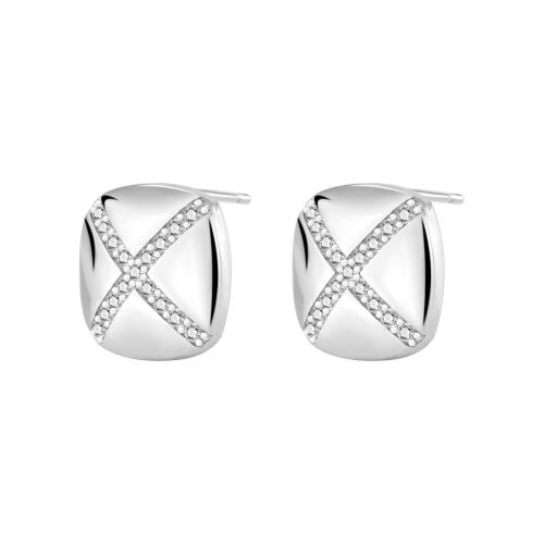 Cubic Zirconia Micro Pave Brass Earring plated micro pave cubic zirconia & for woman Sold By Pair