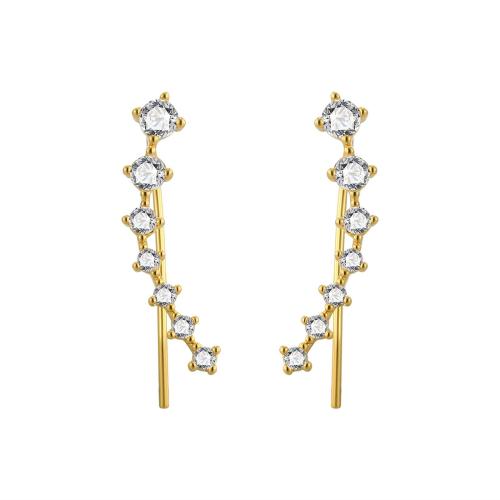 Boucles d'oreilles en laiton zircon cubique pavent, Placage, pavé de micro zircon & pour femme, plus de couleurs à choisir, 23x6mm, Vendu par paire