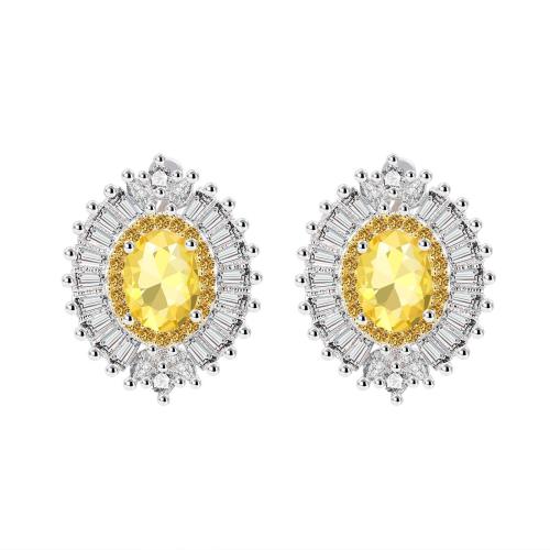 Boucles d'oreilles en laiton zircon cubique pavent, Placage, pavé de micro zircon & pour femme, plus de couleurs à choisir, 20x16mm, Vendu par paire