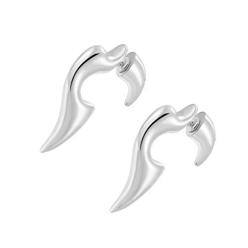 Brass Stud Earring plated for woman silver color Sold By Pair