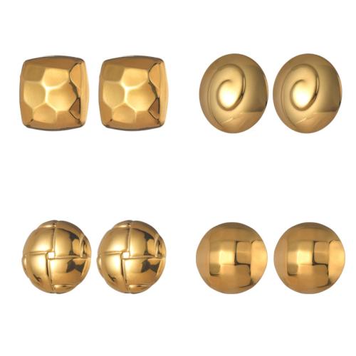 Stainless Steel Stud Earrings 304 Stainless Steel plated & for woman gold Sold By Pair