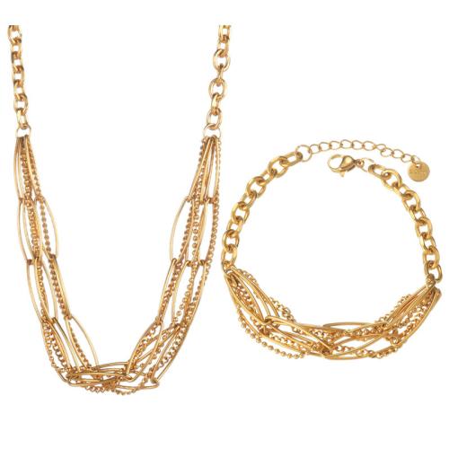 Fashion Stainless Steel Jewelry Sets 304 Stainless Steel plated & for woman gold Sold By PC