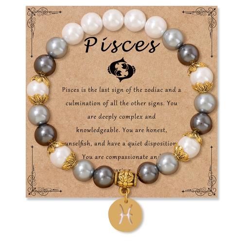 Tibetan Style Bracelet, with Shell Pearl, handmade, Zodiac symbols jewelry & Unisex & different designs for choice, golden, Sold By PC