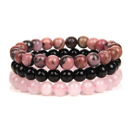 Gemstone Bracelets, Natural Stone, three pieces & Unisex & different styles for choice, more colors for choice, Sold By Set