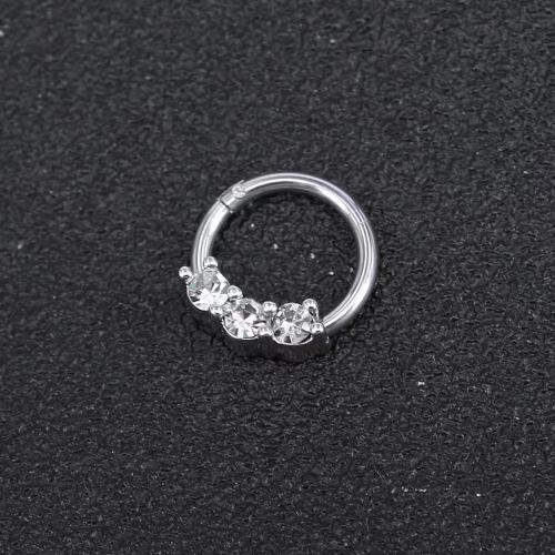 Bijoux de Piercing nez en acier inoxydable, acier inoxydable 316L, avec Opale, unisexe & styles différents pour le choix & pavé de micro zircon, couleur originale, Vendu par PC