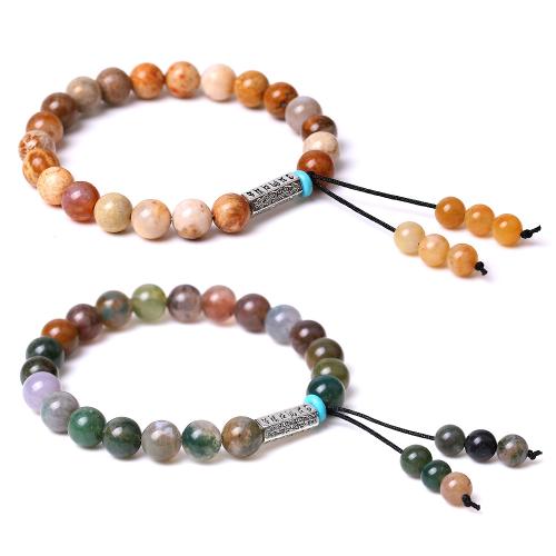 Gemstone Bracelet, with Tibetan Style, different materials for choice & Unisex, Length:Approx 7.3 Inch, Sold By PC