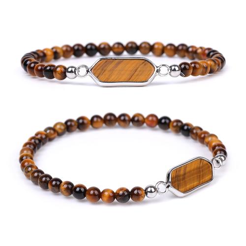 Gemstone Bracelet, with Tibetan Style, Geometrical Pattern, polished, different materials for choice & Unisex, Length:Approx 6.9-7 Inch, Sold By PC