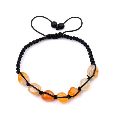 Agate Bracelet, with Polyester Cord, Nuggets, handmade, Unisex & braided, more colors for choice, Length:Approx 7-10 Inch, Sold By PC