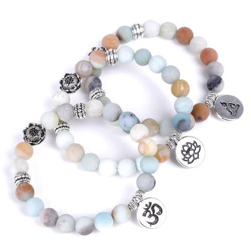 ​Amazonite​ Bracelet, with Tibetan Style, Unisex & different styles for choice & frosted, Length:Approx 7.3 Inch, Sold By PC