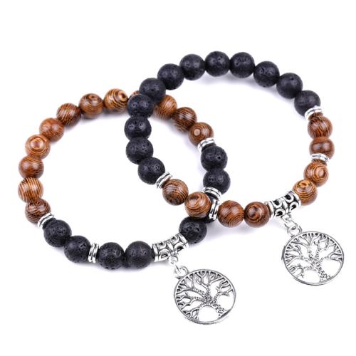 Lava Bracelet, with Wenge & Tibetan Style, Tree, Unisex & different styles for choice & hollow, Length:Approx 7.3 Inch, Sold By PC