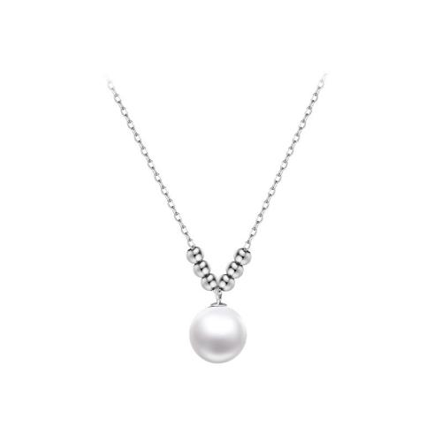 Titanium Steel Necklace, with Plastic Pearl, with 5cm extender chain, fashion jewelry & for woman, original color, Length:Approx 40 cm, Sold By PC