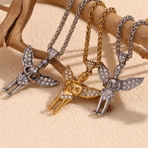 Stainless Steel Jewelry Necklace, 304 Stainless Steel, with 5cm extender chain, fashion jewelry & for man & with rhinestone, more colors for choice, Length:Approx 60 cm, Sold By PC