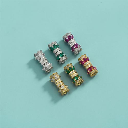 925 Sterling Silver Beads, DIY & micro pave cubic zirconia, mixed colors, 12.70x6.40mm, Approx 6PCs/Lot, Sold By Lot