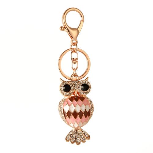 Tibetan Style Key Clasp, Owl, Unisex & with rhinestone, more colors for choice, 35x60mm, Sold By PC