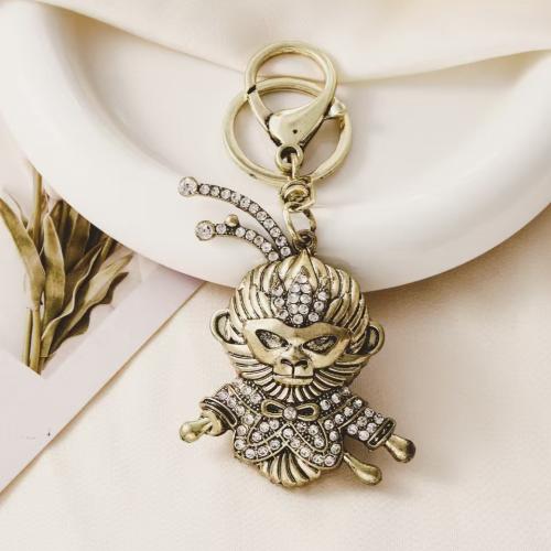 Tibetan Style Key Clasp, Unisex & with rhinestone, more colors for choice, 50x70mm, Sold By PC