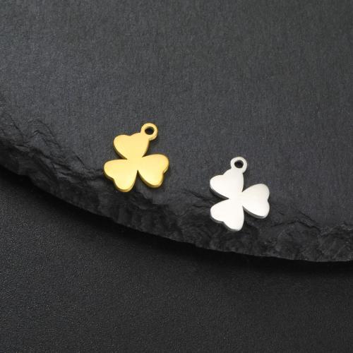 Stainless Steel Pendants, 304 Stainless Steel, Three Leaf Clover, DIY, more colors for choice, 11x8mm, Sold By PC