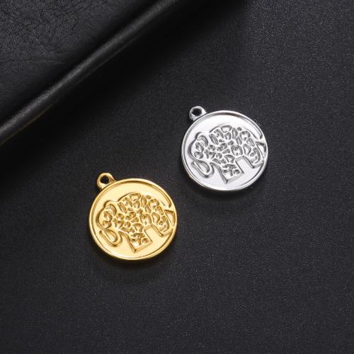 Stainless Steel Pendants, 304 Stainless Steel, Round, fashion jewelry & Unisex, more colors for choice, 23.20x20mm, Sold By PC