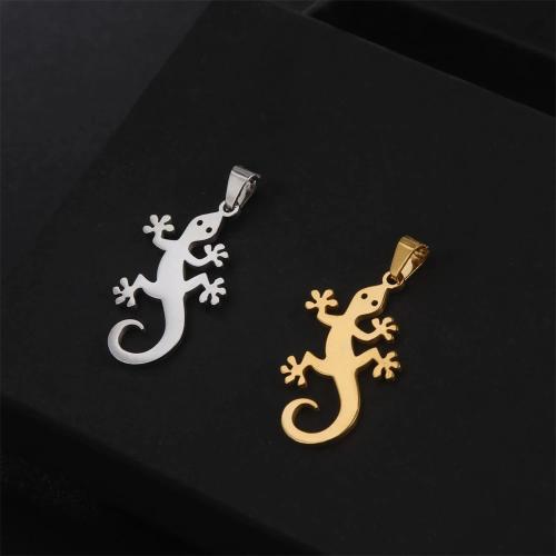 Stainless Steel Animal Pendants, 304 Stainless Steel, Gecko, fashion jewelry & Unisex, more colors for choice, 15.80x27.50mm, Sold By PC