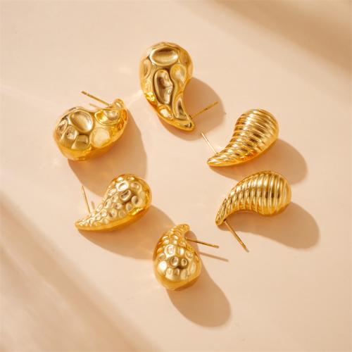 Pendientes de Acero Inoxidable, acero inoxidable 304, Joyería & diferentes estilos para la opción & para mujer, dorado, 25mm, Vendido por Par