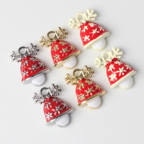 Zinc Alloy Christmas Pendants Christmas Bell plated Christmas Design & DIY & enamel nickel lead & cadmium free Approx 2mm Approx Sold By Bag