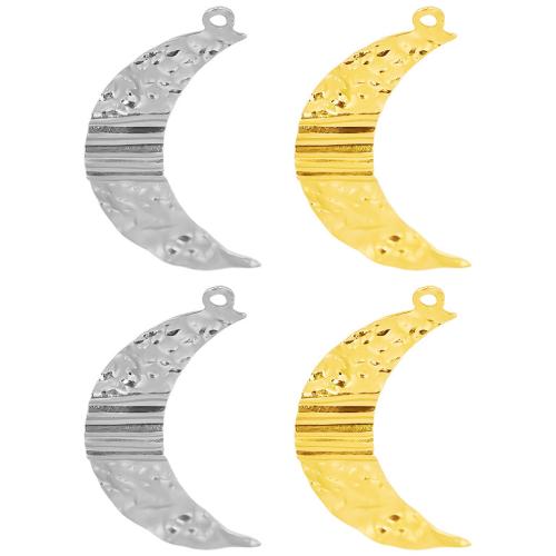 Stainless Steel Pendants, 304 Stainless Steel, Moon, Vacuum Ion Plating, DIY, more colors for choice, 23x36mm, Sold By PC