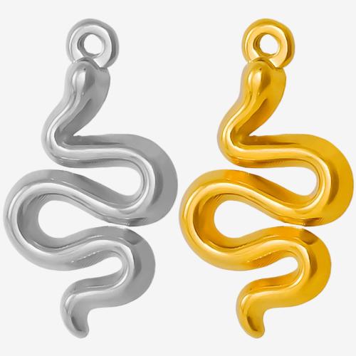 Stainless Steel Animal Pendants, 304 Stainless Steel, Snake, Vacuum Ion Plating, DIY, more colors for choice, 10x20mm, Sold By PC