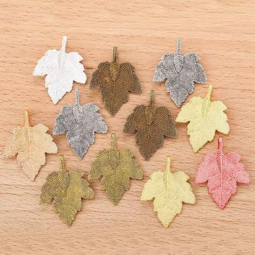 Zinc Alloy Leaf Vedhæng, Maple Leaf, forgyldt, du kan DIY, flere farver til valg, 36x27mm, 100pc'er/Bag, Solgt af Bag