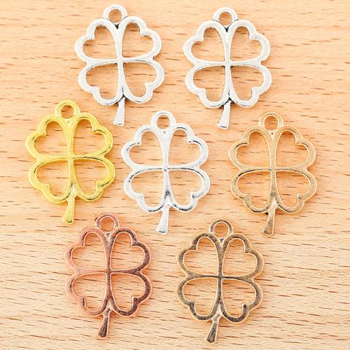 Liga de zinco Clover Pendant, Trevo de quatro folhas, banhado, DIY, Mais cores pare escolha, 24x17mm, 100PCs/Bag, vendido por Bag