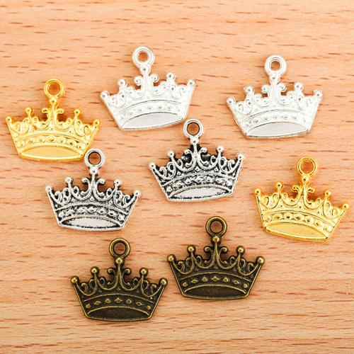 Tibetan Style Crown Pendants, plated, DIY, more colors for choice, 17x15mm, 100PCs/Bag, Sold By Bag