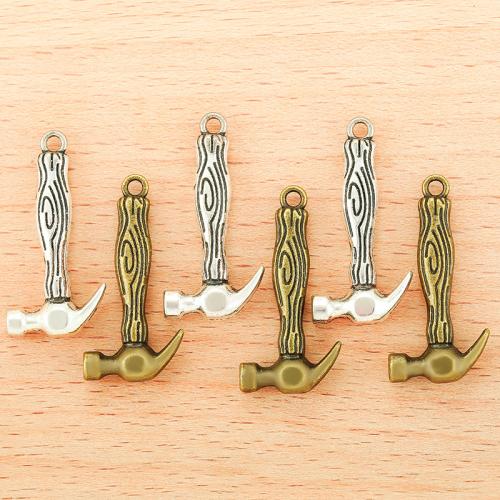 Tibetan Style Tool Pendants, hammer, plated, DIY, more colors for choice, 31x16mm, 100PCs/Bag, Sold By Bag